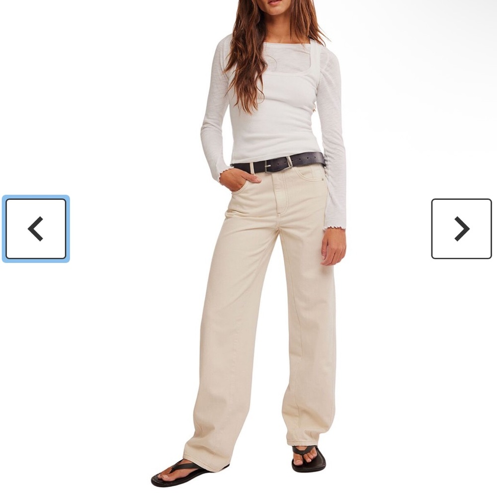 We the Free Aster Straight Leg Jeans in Cream Size 29